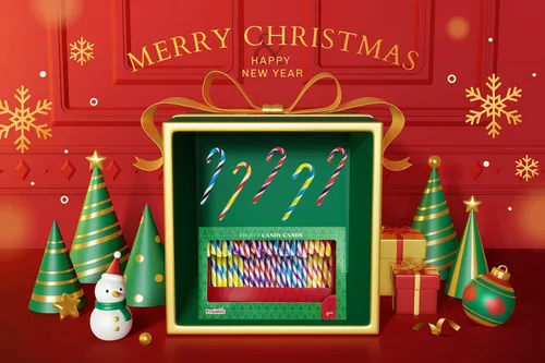 Miniatura 5 de Bastones de caramelo de Navidad, sabor afrutado multicolor arcoíris, envueltos individualmente (paquete de 48)