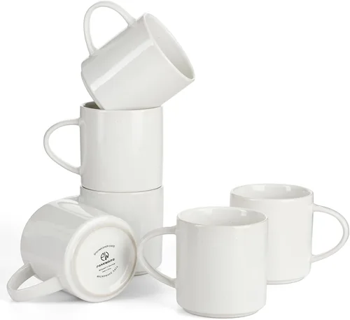 Miniatura 10 de famiware Nebula - Taza de café de 4 piezas, tazas de catering de 14 onzas con asa para café, té, cacao, leche, gris claro Nebulosa gris claro