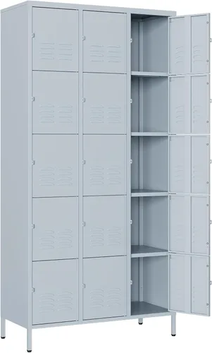 Miniatura 18 de Casillero de Metal para el Hogar, Vestidor, Gimnasio, Casilleros de Almacenamiento de Acero de 65.98" para Empleados, Gabinete con Cerradura con 1