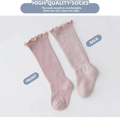 Miniatura 4 de Calcetines altos hasta la rodilla para bebés, recién nacidos, calcetines de algodón para uniforme de algodón, calcetines de algodón cálido