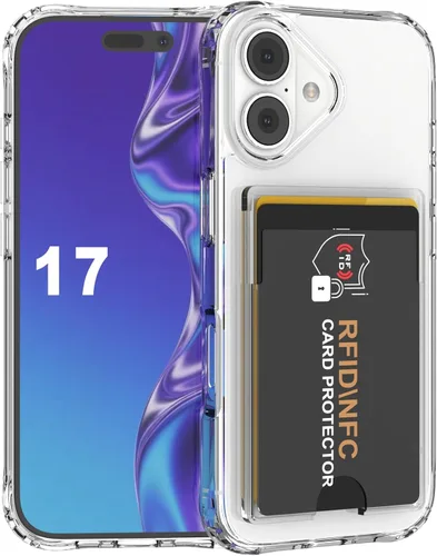 Miniatura 18 de 【Actualización】 Funda tipo cartera transparente para iPhone 13, antiamarilleo, delgada, parachoques de TPU + funda trasera de policarbonato con 2