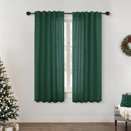 Miniatura 85 de Cortinas de lino azul claro de 90 pulgadas de largo para sala de estar, dormitorio de niñas, guardería, decoración acogedora de verano, bolsillo