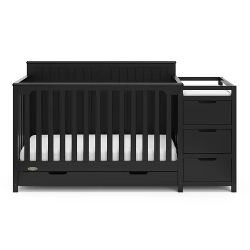 Miniatura 9 de Graco Hadley cuna convertible 5 en 1 y cambiador (negro) – Certificado GREENGUARD Gold, se adapta a colchón de cuna estándar, se convierte en cama