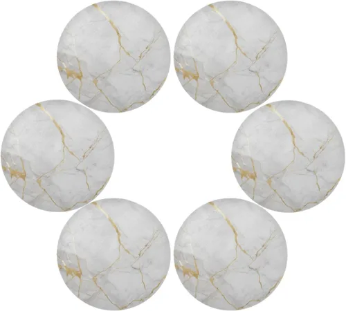 Miniatura 6 de ATTX Manteles individuales redondos con textura de mármol dorado para mesa de comedor, manteles individuales circulares, manteles individuales