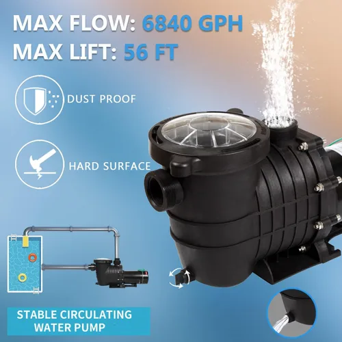 Miniatura 5 de TOPWAY 2HP 110V/230V Bomba de piscina de doble voltaje 114GPM filtro jardín lnground y piscinas sobre el suelo bomba de agua