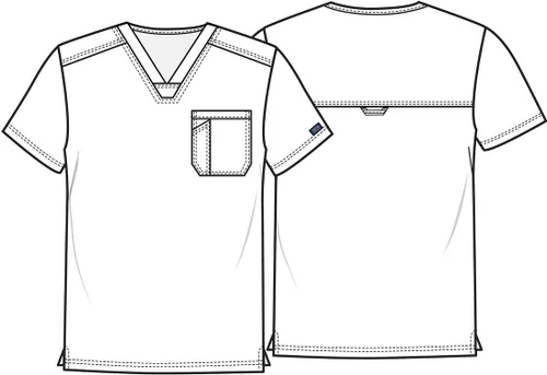 Miniatura 7 de Cherokee Camisa quirúrgica para hombre con cuello en V para meter dentro, un bolsillo en el pecho, ranura para bolígrafo, tela ultra suave