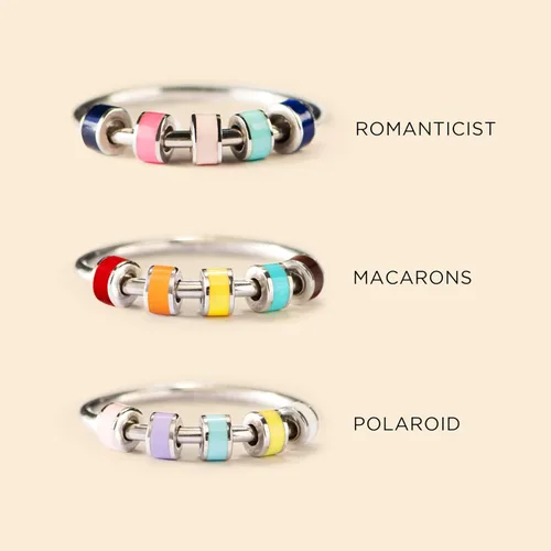 Miniatura 7 de STORYJEWELLERY Anillo giratorio, anillos de plata de ley 925 para la ansiedad para mujer, anillo giratorio, anillos de plata silenciosos