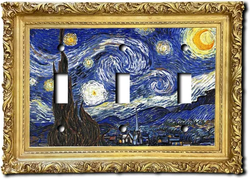 Cubierta eléctrica acrílica decorativa de pintura de noche estrellada - Interruptor de luz triple