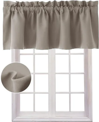 Miniatura 22 de Hiasan - Cortinas de cenefa negras con bolsillo para barra, cortinas opacas para ventanas de cocina, 52 x 18 pulgadas de largo, 1 panel Negro