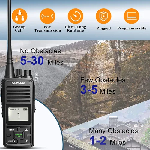 Miniatura 5 de SAMCOM FPCN10A Radios bidireccionales de largo alcance, 3000 mAh recargables de larga espera Walkie Talkies para adultos, radios comerciales