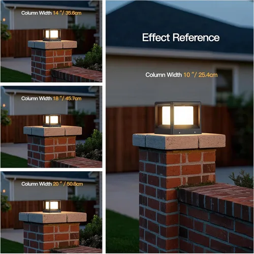 Miniatura 6 de MVBT Luces de poste para exteriores de 7.1 pulgadas, luces de pilar con cable duro, AC100-240 V, luz de columna moderna, lámpara de cubierta