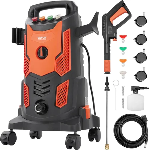 Miniatura 13 de VEVOR Lavadora a presión eléctrica, máximo 4200 PSI 2.8 GPM, limpiador de alta potencia con cañón de espuma y 4 boquillas para calzadas
