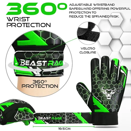 Miniatura 5 de BEAST RAGE Guantes de portero de fútbol para niños y jóvenes, guantes de portero de fútbol de 0.157 pulgadas (0.157 in) antideslizantes, palma
