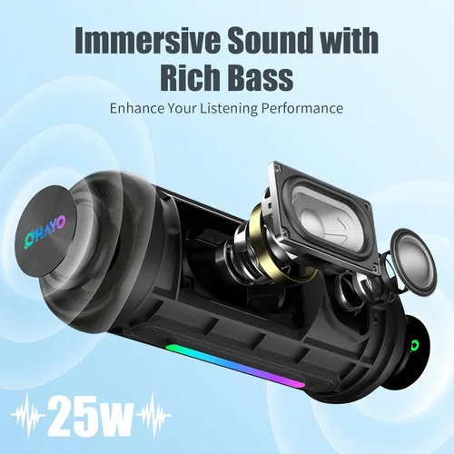 Miniatura 3 de Altavoz Bluetooth inalámbrico fuerte sonido estéreo IPX7 impermeable al aire libre portátil 25W Super Bass Altavoces para fiesta en casa playa