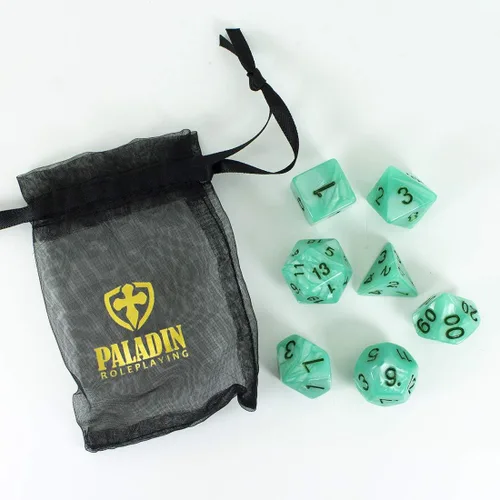 Miniatura 6 de Dados RPG de perlas turquesas - Juego completo poliédrico - 'Aqua