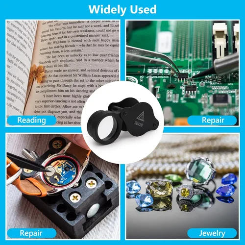 Miniatura 5 de Lupa de cristal de lupa 30X lupa plegable bolsillo lupa para pasatiempos manualidades hogar trabajo joyería detección identificación