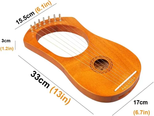 Miniatura 2 de Mr.Power Arpa de Lira Estilo Grecia Antigua 7 Cuerdas de Metal Lira con Llave de Afinación Juego de Cuerdas Extra y Bolsa de Concierto