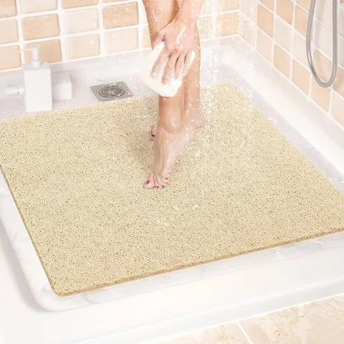 Miniatura 20 de LuxStep - Tapete de ducha, de 24 x 36 pulgadas, tapete de baño antideslizante con drenaje, tapete de baño de cloruro de polivinilo, de secado Gris