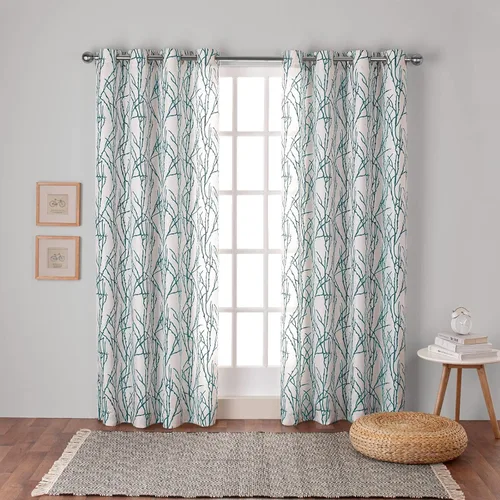 Miniatura 14 de Exclusive Home Branches - Par de paneles de cortinas de mezcla de lino con ojales, 54 x 84 pulgadas, negro