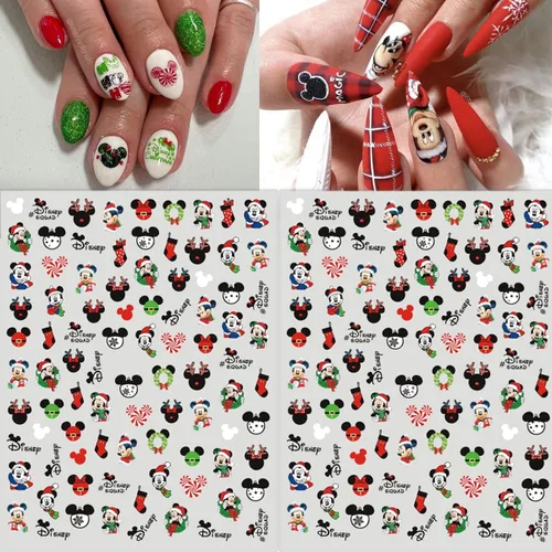 Miniatura 5 de 4 bonitas calcomanías de uñas de dibujos animados autoadhesivos 3D, suministros de decoración de uñas de Navidad, calcomanías de uñas Kawaii