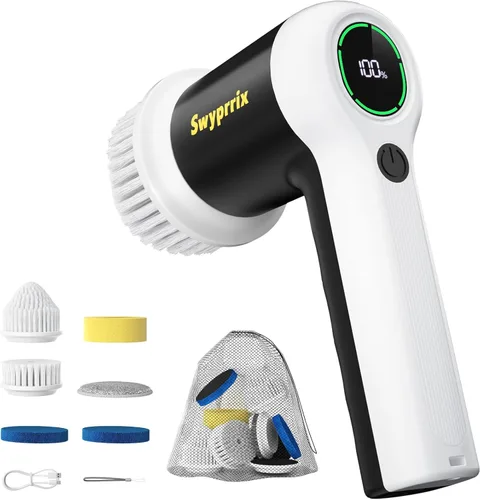 Miniatura 10 de Electric Bathroom Cleaning Brush, Cordless Spin Scrubber Full Body Waterproof IPX7 with Adjustable Handle, 8 Replaceable Brush Heads for