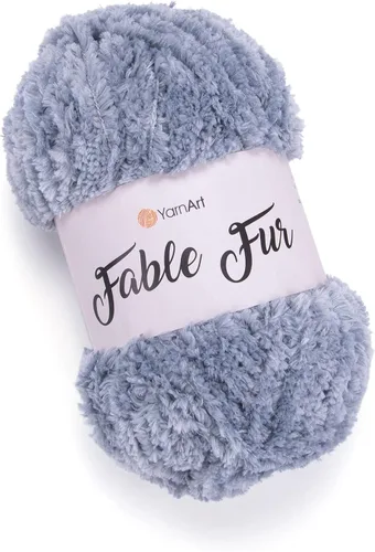 Miniatura 11 de Yarnart Fable Fur Hilo (100gr), Hilo de Pestañas Sintético Suave Grueso Esponjoso Falso Difuso para Ropa de Ganchillo Tejido de Punto Súper