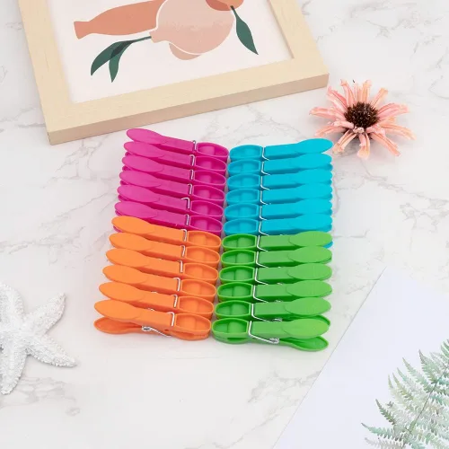 Miniatura 5 de 24 pinzas de plástico para ropa, pinzas de ropa resistentes, juego de alfileres de ropa de secado al aire, clips de toalla, clips de resorte, clips