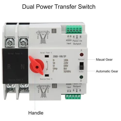 Miniatura 6 de Interruptor de transferencia de 100 amperios, interruptor de transferencia automática, interruptor de transferencia manual, interruptor