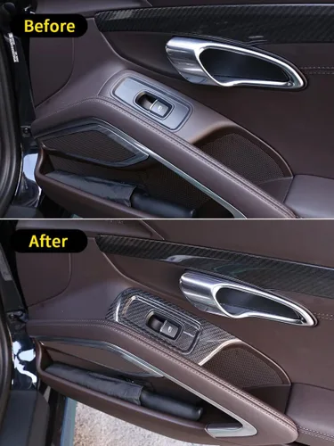 Miniatura 2 de Ajuste para Porsche 911 718 LHD 2013-2021 Accesorios interiores de fibra de carbono real para puerta de automóvil, panel de interruptor de control