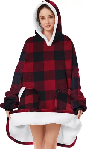 Miniatura 22 de Century Star Manta con capucha para mujeres y hombres, sherpa, de gran tamaño, gruesa, acogedora, suave, cálida, para adultos, sudadera con capucha