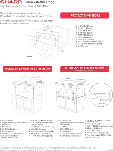 Miniatura 20 de SHARP SMD2470AH Horno de microondas con cajón, 24 pulgadas, 1.2 pies cúbicos, 950 vatios, panel de control oculto con pantalla LCD digital, acero