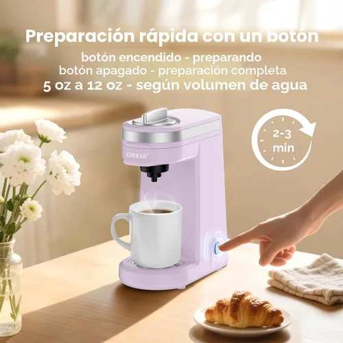 Miniatura 4 de Cafetera Mini CHULUX para Cápsula K, Cafetera de una sola porción para Americano de una Taza, Máquina de Café en Cápsulas Ligera, Lavanda