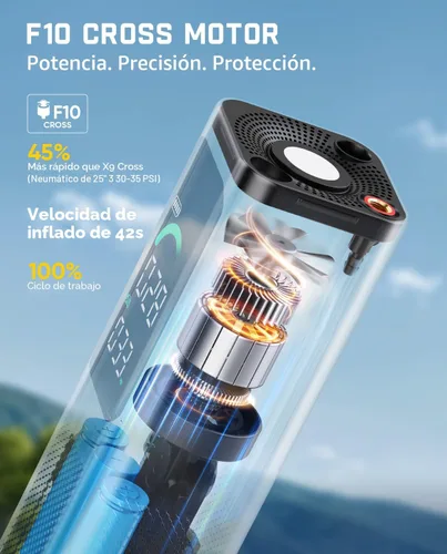 Miniatura 5 de Fanttik X10 Inflador de Neumáticos Cruz Compresor de Aire Portátil, Bomba de Aire de Inflado/Desinflado Rápido, Inflador Inalámbrico de 150PSI