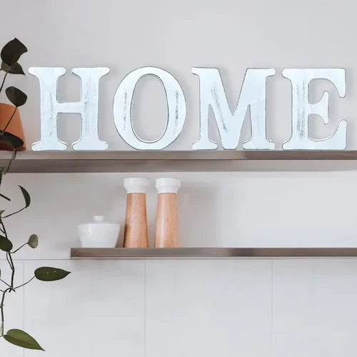 Miniatura 3 de Letras de madera rústica blanca de 6 pulgadas, letras de madera sin terminar para decoración de pared, letras de pie retro blancas blancas