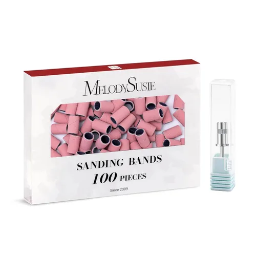 Miniatura 41 de MelodySusie - 100 bandas de lijado para brocas de uñas para lima eléctrica, de grano #80 grueso para limar uñas acrílicas, manicura y pedicura
