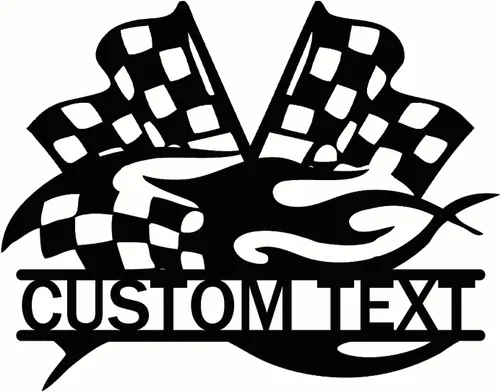 Miniatura 12 de Letrero de metal personalizado con bandera de carreras a cuadros, arte de pared de metal personalizado, letrero de nombre con monograma de bandera a