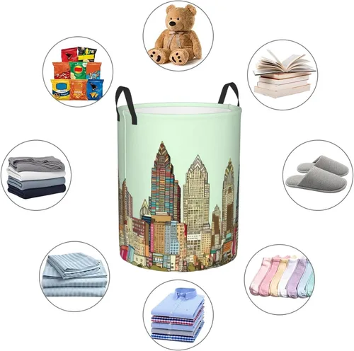 Miniatura 6 de Austin Texas - Cesta circular con estampado de Texas, impermeable, cesta organizadora de lavandería, con asas, para ropa, juguetes, pequeña