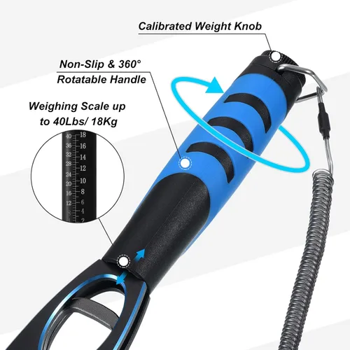 Miniatura 3 de PATIKIL Clip de labios de pescado con escala, 40 libras (39.7 lbs) de aleación de aluminio, clip de labios de pesca profesional, herramienta de Azul