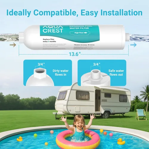 Miniatura 5 de AQUA CREST Filtro de Agua X-Large para Vehículo Recreativo, Prefiltro de Extremo de Manguera de Jardín para Piscina, Jacuzzi, Spa, Reduce el Cloro