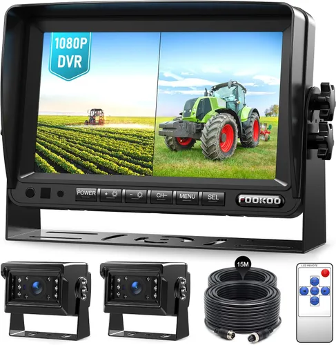 Miniatura 10 de Fookoo Sistema de cámara de respaldo con cable HD 1080P de 7 pulgadas, cámara de visión trasera impermeable IP69 a prueba de vibraciones, visión
