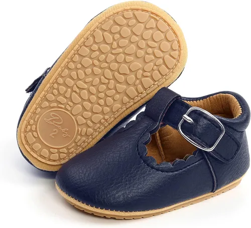 Miniatura 59 de RVROVIC Mocasines de princesa para bebé, zapatos brillantes de Mary Jane, zapatos de cuna de suela suave y ligera de primera calidad, zapatos