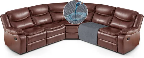 Miniatura 15 de KinCam Fundas impermeables para sofá modular reclinable, fundas de sofá reclinable de gran tamaño para sofá en forma de L, funda de sofá Chocolate