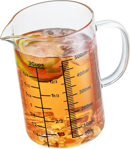 Miniatura 6 de Ackers BORO3.3 Taza medidora de vidrio - [Asa aislada Pico en forma de V] - Hecha de vidrio de borosilicato de alta calidad, taza medidora