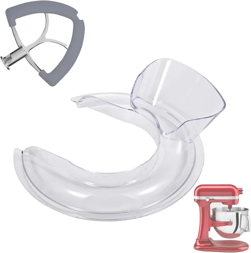 Miniatura 8 de Stainless Steel Flex Edge Beater with Silicone Edges and Pouring Shield Compatible with KitchenAid 4.5-5QT Mixer Bowl, Beater Paddle Attachment