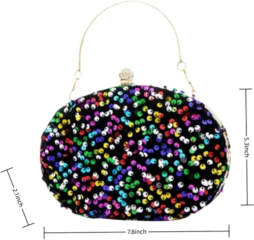 Miniatura 3 de IAMUHI Bolso de mano con lentejuelas pequeñas, bolso de noche con asa superior, mini bolso cruzado de hombro cuadrado