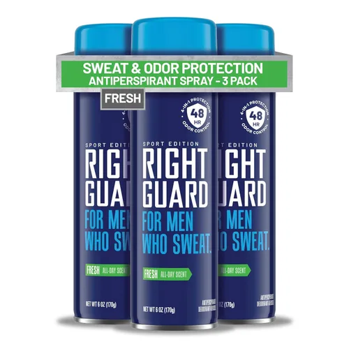 Miniatura 13 de Right Guard Sport Fresh Scent Antiperspirant & Deodorant Spray - Spray desodorante de protección 4 en 1 para hombres, bloquea el sudor, protección
