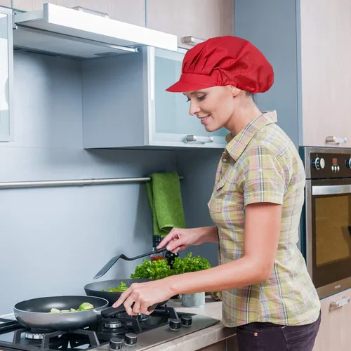 Miniatura 4 de Paquete de 4 u 8 gorros de chef para cocina, gorra de chef ajustable para servicio de alimentos, redes para el cabello, reutilizables, lavables