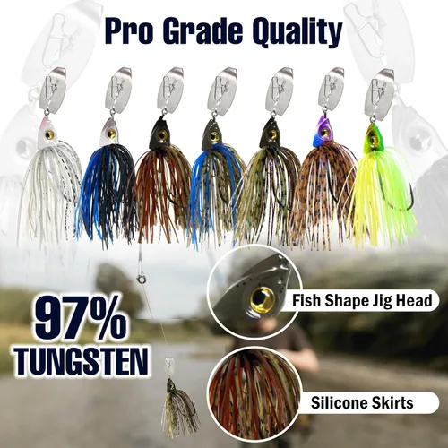 Miniatura 3 de Reaction Tackle Cabezales de natación con hojas de tungsteno, plantillas vibratorias con sonido de charla para pesca de lubina, boca grande, boca