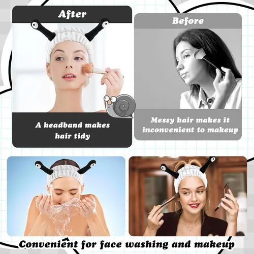 Miniatura 5 de Sibba Diadema de lavado facial, diademas de caracol, bandas para el cabello de spa, diademas de maquillaje, lindas diademas de forro polar coral