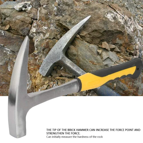 Miniatura 4 de Martillo de ladrillo de doble cabeza con mango de goma para estudio geológico y minería de caza de rocas (L(9.2 x 11.6 pulgadas)